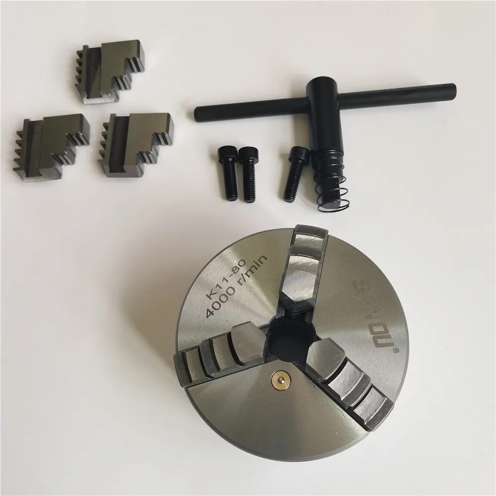 

1Set K11-80 3 Jaws Manual Lathe Chuck With Turning Machine Tools Accessories K11-80 3-Jaw Lathe Chuck Self-Centering Metal New