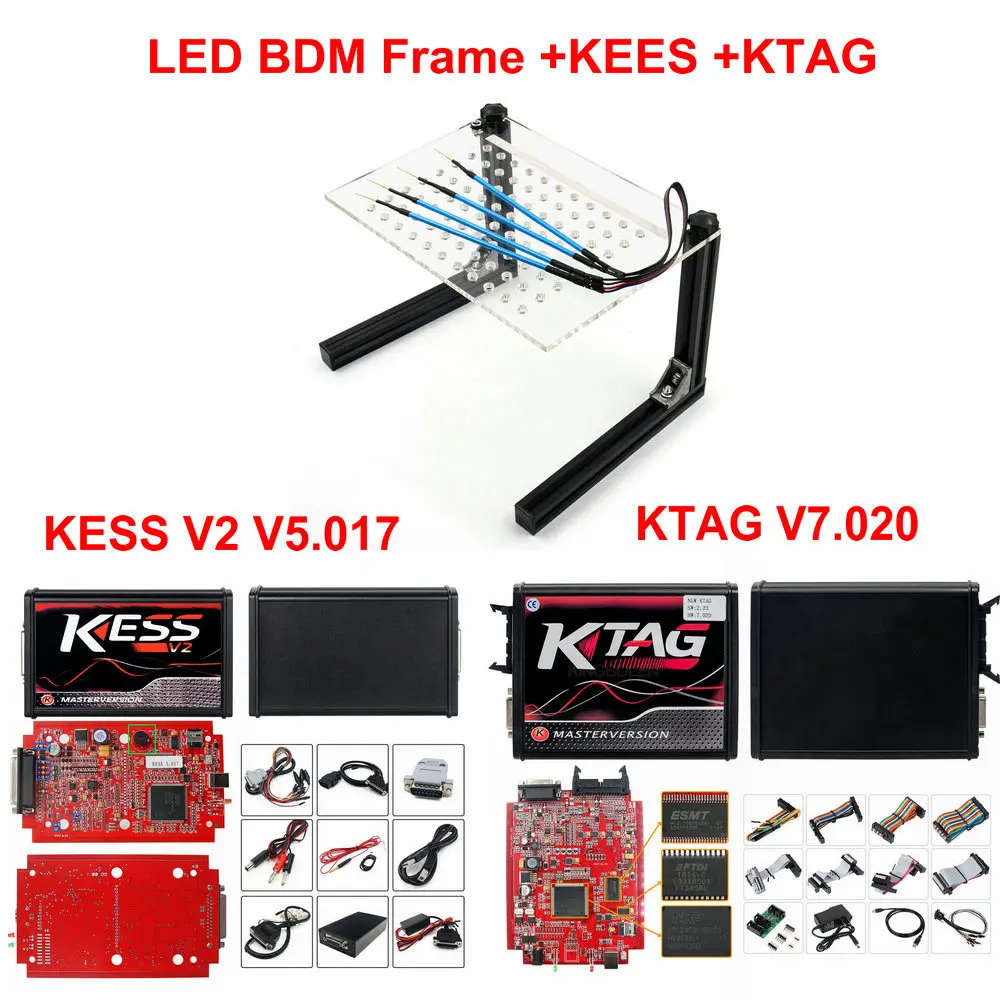 KESS KTAG LED Frame ЕС красный KESS V2 v5.017 мастер ktag v7.020 менеджер токарная обработка комплект без знака чтения Limited KESS V2.47 V4.036 Основной блок программатор системного блока управления - Цвет: KESS KTAG LED Frame