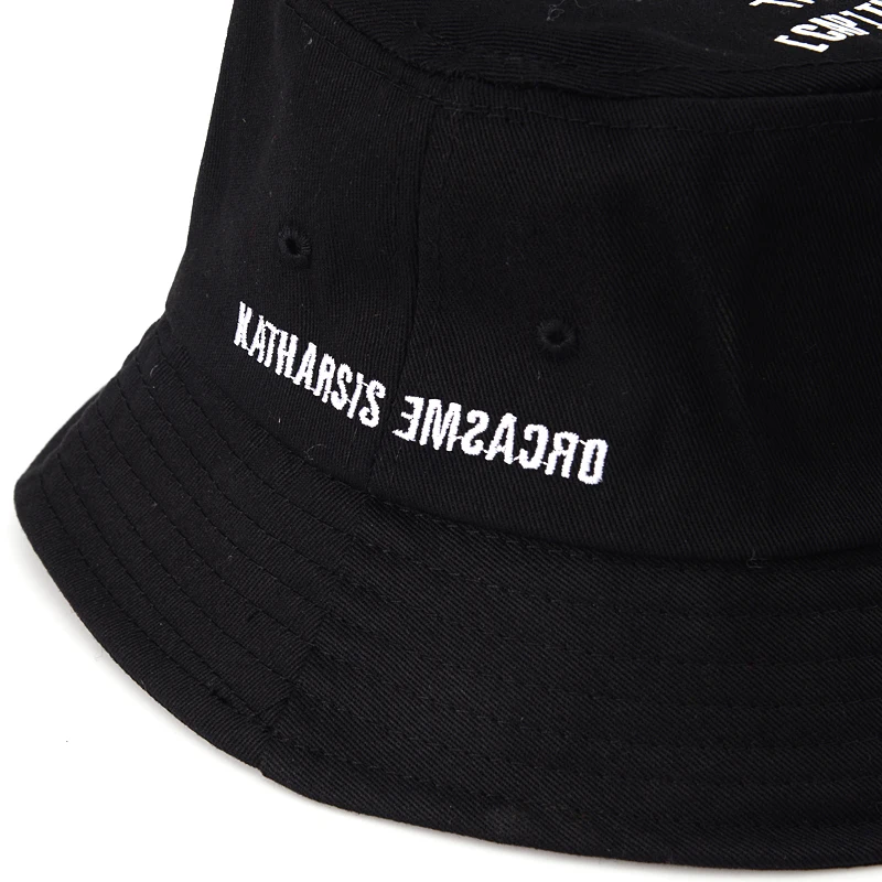 

2020 Hip Hop Black Letter Bucket Hat for Men Women Outdoor Foldable Bob Fisherman Hat Travel Gorros Panama