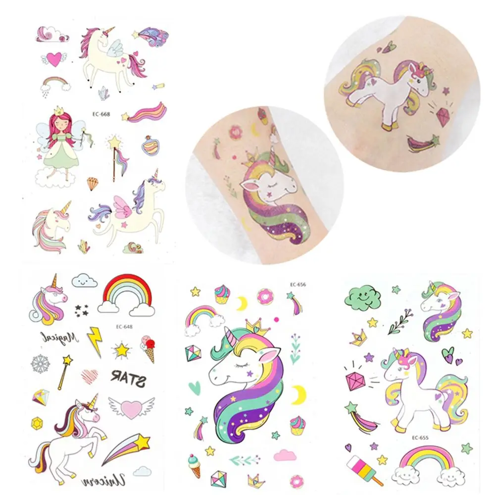 

5pcs Disposable Tattoo Sticker Unicorn Party Decoration Baby Kids Unicorn Birthday Party Favors Temporary Party Supplies