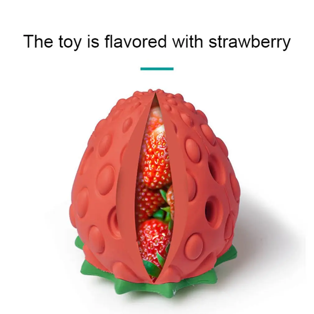 

Pet Supplies Dog Chew Strawberry Toy Dog Feeder Interactive Teeth Cleaning Toys Durable Natural Rubber Indestructible Strawberry