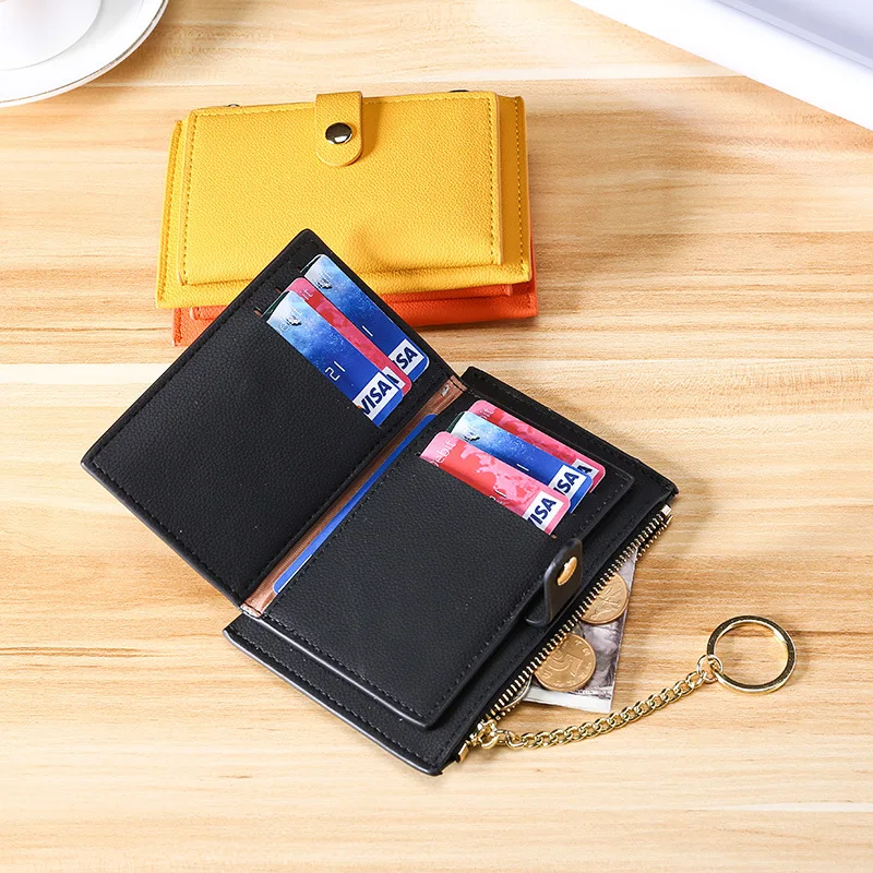 

Card holder Fashion Card wallet Women Wallet Small Coin Zipper Purse Card Package PU key ring wallet Coin Bag porte carte 2019