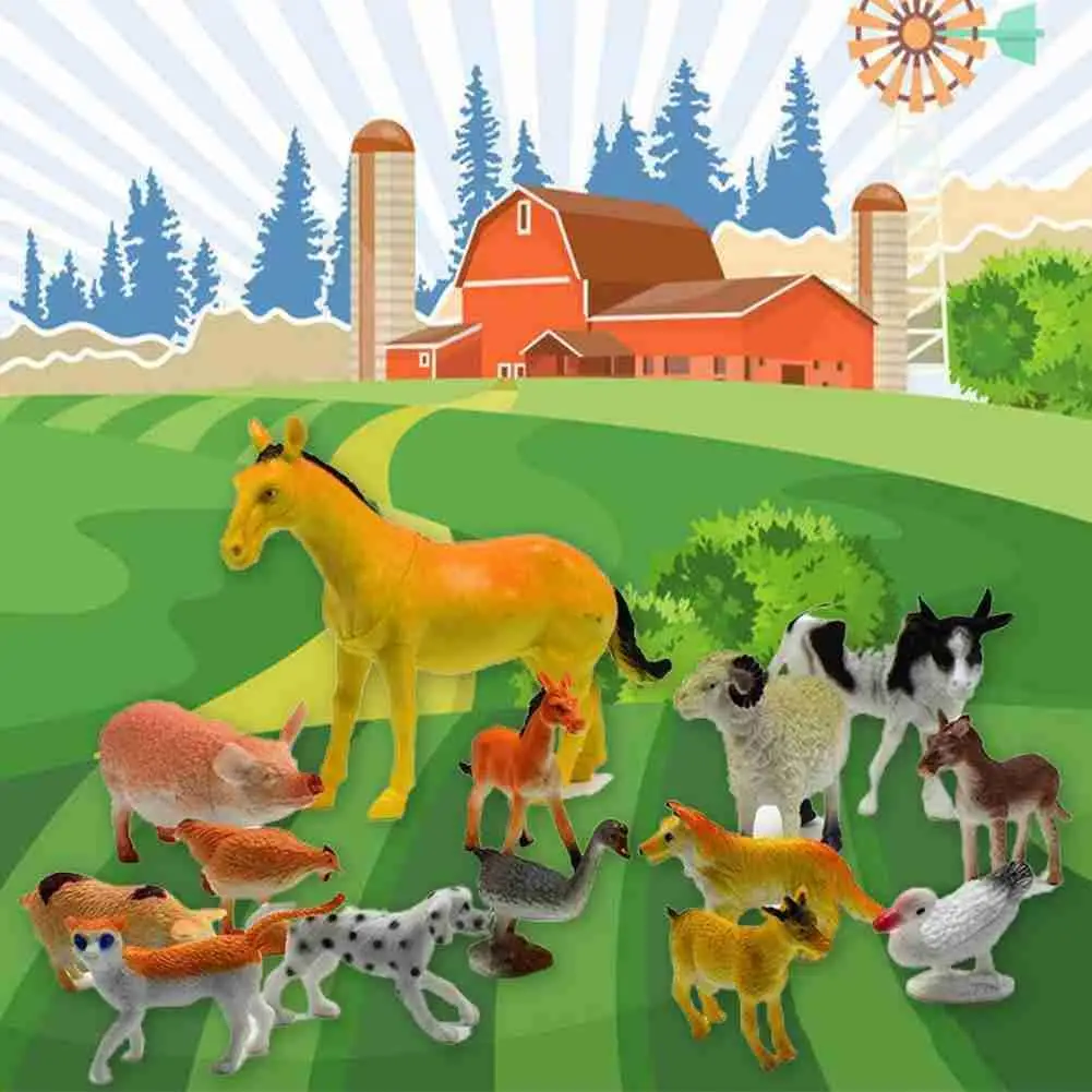 

Animal Farm Model 14pcs PVC Realistic Horse Sheep Pig Duck Goose Toy Animal enlightenment