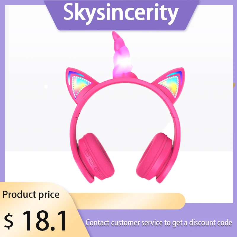 Unicorn cat ear bluetooth Headphones children learn to listen lessons gaming can call earphones cute anime gift cool Headset - купить по