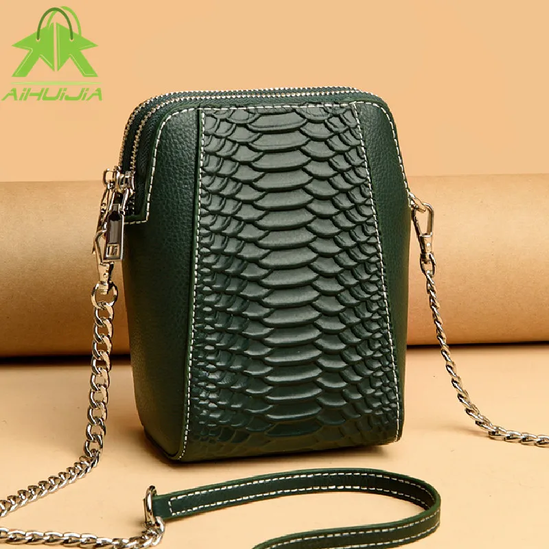 

Роскошная женская сумка-мессенджер с цепочкой, модные женские сумки через плечо с узором под крокодиловую кожу, Новинка лета 2021, сумка высок...