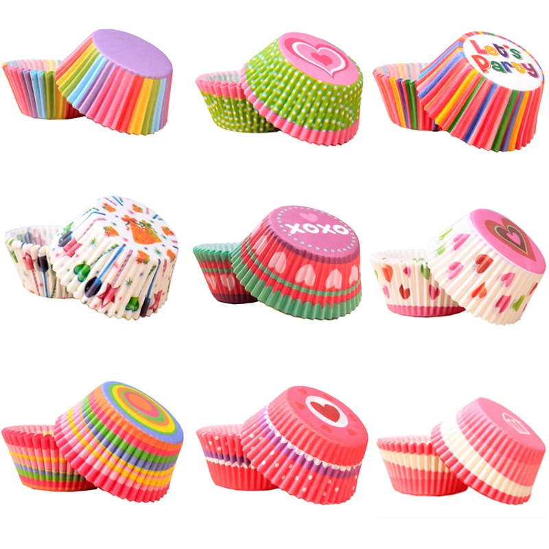 100 шт. цветные бумажные подкладки для торта и капкейков коробка выпечки маффинов