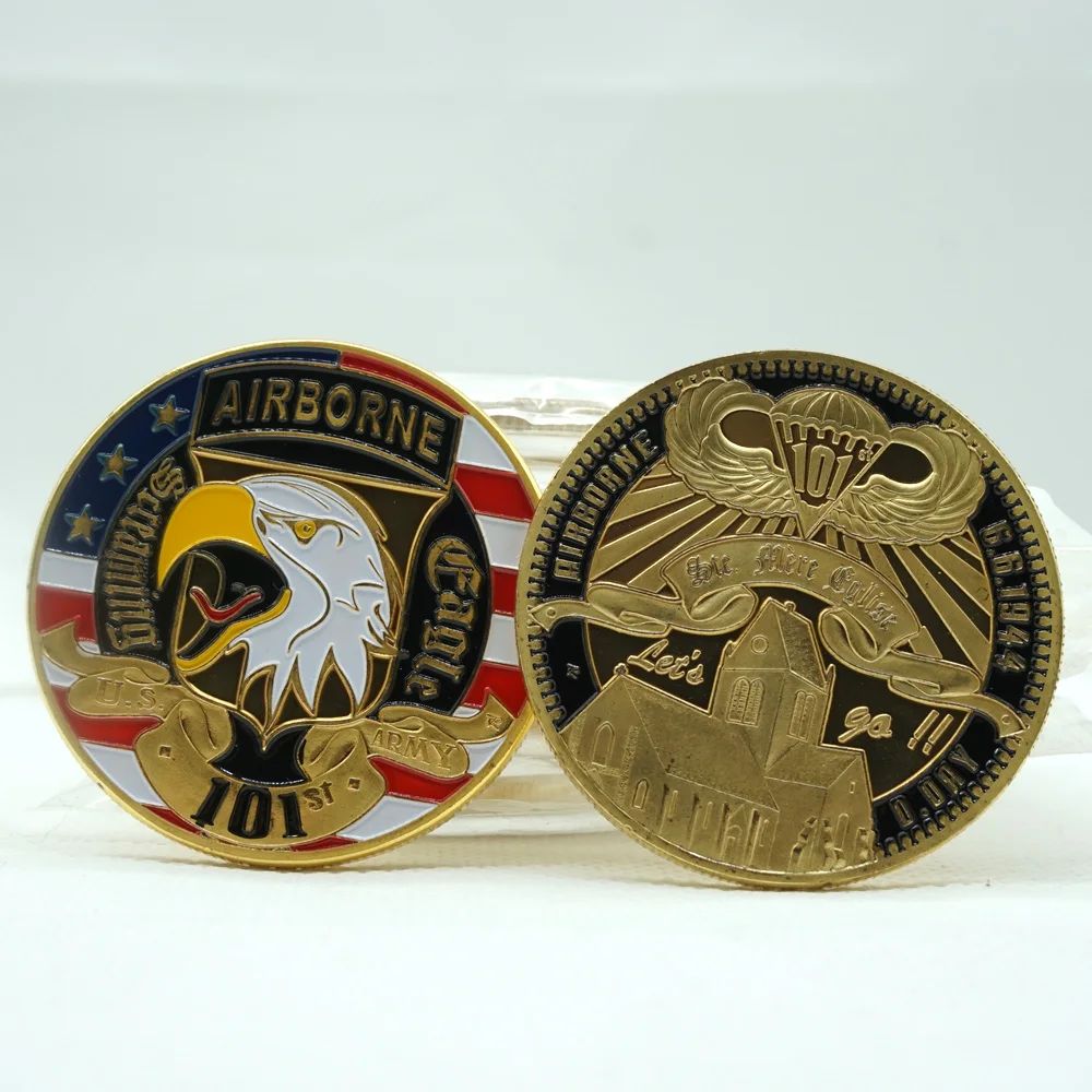 

5PCS United States Air Force 101st Airborne Division Souvenir Coin Screaming Eagle Gold Plated Challenge Commemorative Coin