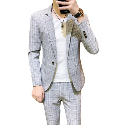 2020 полосатый костюм Мужская мода в Корейском стиле Slim Fit мужской повседневный Ropa