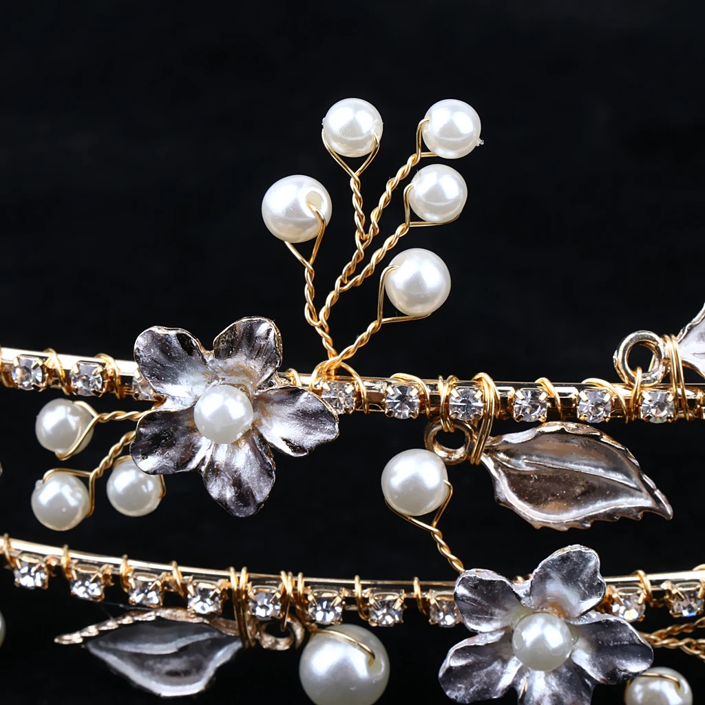 Двухрядная тиара с модным кристаллом и стразами в виде кленовых листов повязка