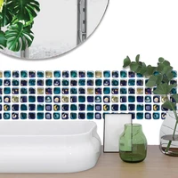 3d blue stone wallpaper borders bathroom waist line stickers diy beautiful grid table cover sticker wall house decoration ez221