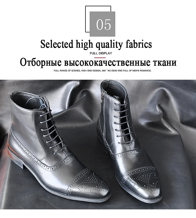 Italy Handmade Classic Men Boots High Quality Leather Men Dress Shoes Outdoor Autumn Man Moccasins Lace-UP Male Men Ankle Boots