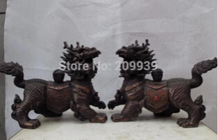 Бесплатная доставка Китайская Красная пара статуэток бронзовый медный Дракон