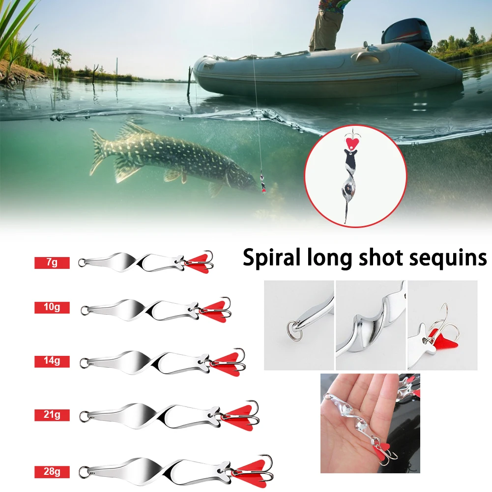 

7g 10g 14g 21g 28g Rotating Spinner Fishing Lure Metal Spoon Hard Baits for Trout Pike Pesca Peche Treble Hook Tackle