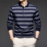 spring and autumn long sleeve t shirt mens polo shirt lapel stripe casual korean style t shirt for man polo
