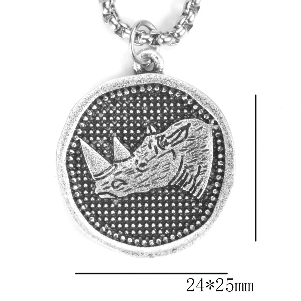 Ожерелье с Носорогом уникальный кулон медаль монеты животными 25 х мм подарки