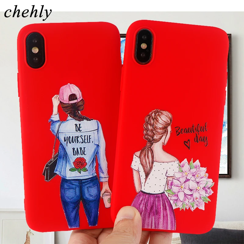 Модный чехол для девочек iPhone X XR XS Max 8 7 6 S Plus чехлы с героями мультфильмов мягкая