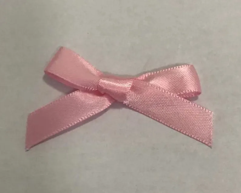 baby pink 100 шт атласная лента ручной работы атласная мини-лента банты с цветами Лента бант для упаковки ремесло свадебное украшение 10 мм ширина бант - Цвет: baby pink