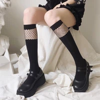 fishnet socks mesh cute kawaii lolita socks set black white sexy knee socks women jk cosplay goth calcetines