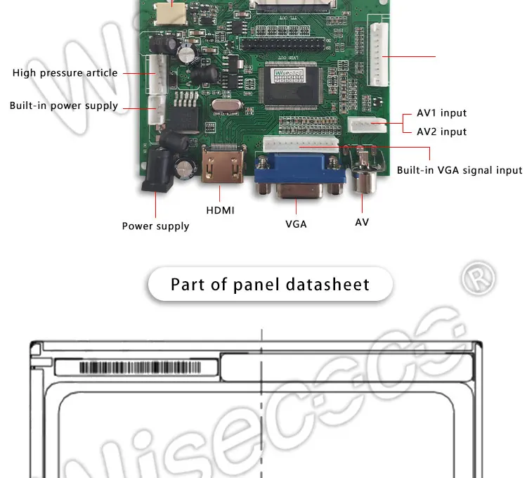 Wisecoco 7 дюймов ips сенсорный ЖК дисплей 1280*800 экран для raspberry pi N070ICG-LD1 с HDMI+ VGA+ 2AV драйвер платы
