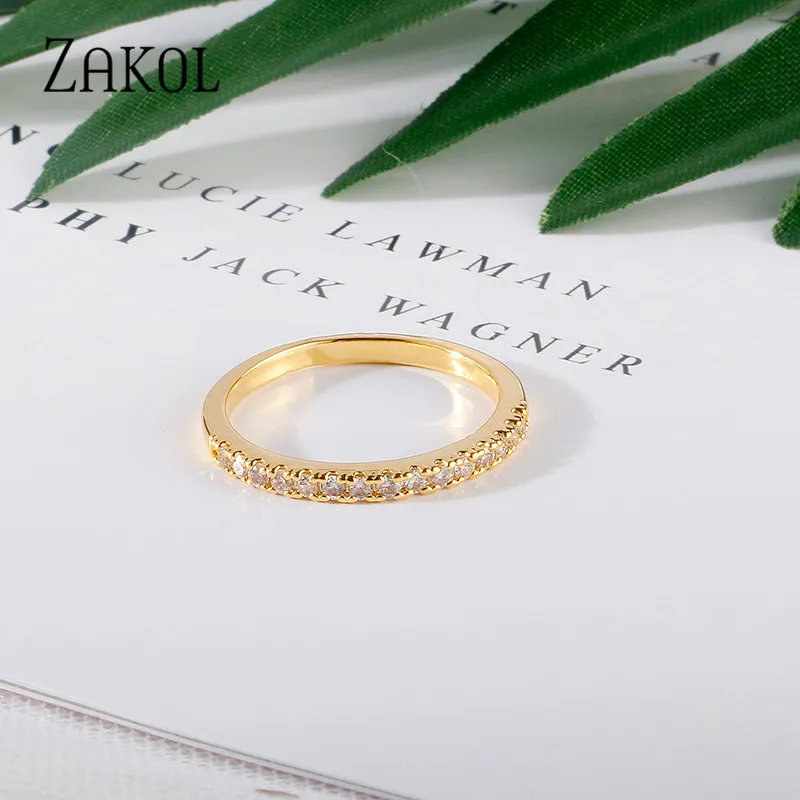 Gold Ring 1 pcs ZAKOL новости регулируемый браслет кольцо Набор для женщин пленительный бар слайдер Блестящий CZ циркония ювелирные изделия Pulseira Feminia FSSP3019 - Окраска металла: Gold Ring 1 pcs