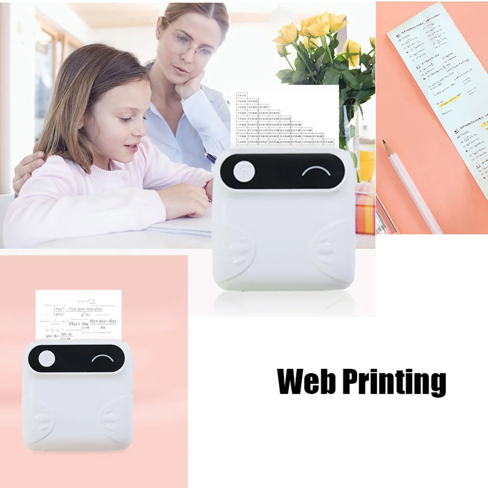 Мини термопринтер портативный принтер для печати этикеток с Bluetooth проводом