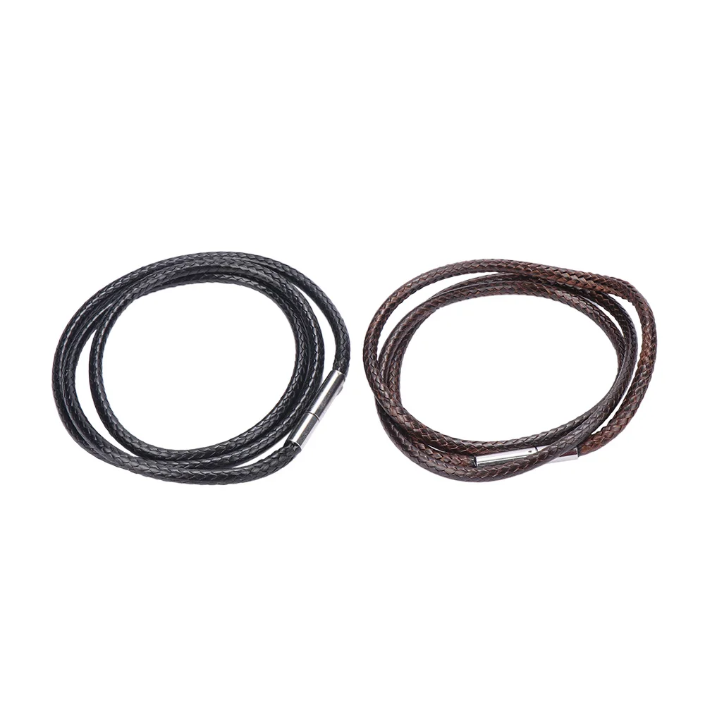 Черный кожаный шнур 45 см ожерелье Вощеная Веревка кружевная цепочка с поворотной