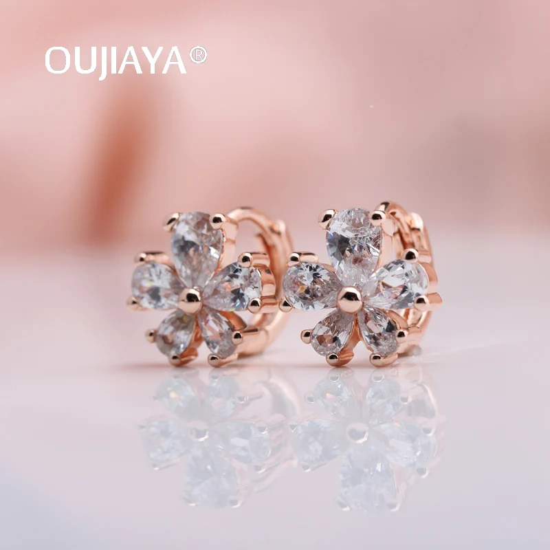 Женские серьги подвески OUJIAYA винтажные круглые из розового золота 585 пробы с