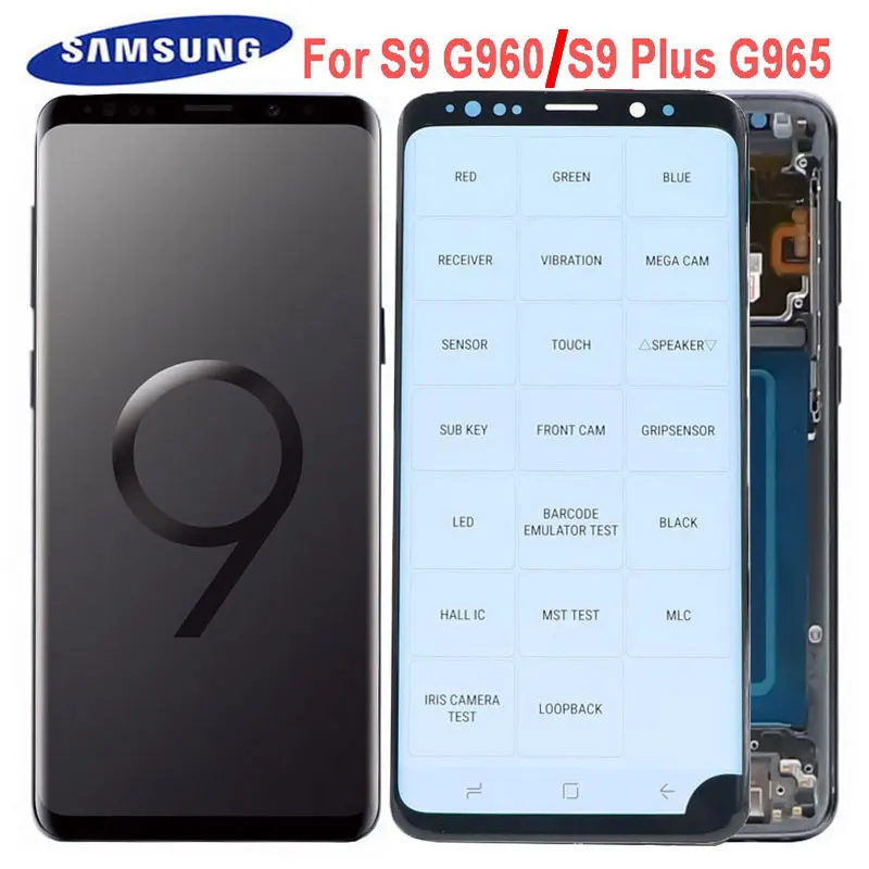 

Оригинальный сенсорный ЖК-экран AMOLED для SAMSUNG Galaxy S9, дигитайзер S9 Plus, ЖК-дисплей G960 G965 с рамкой, сменный экран в черную точку