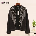 Женская джинсовая куртка Chaquetas, короткая черная Свободная куртка, украшенная заклепками, с цепочкой, осень 2021