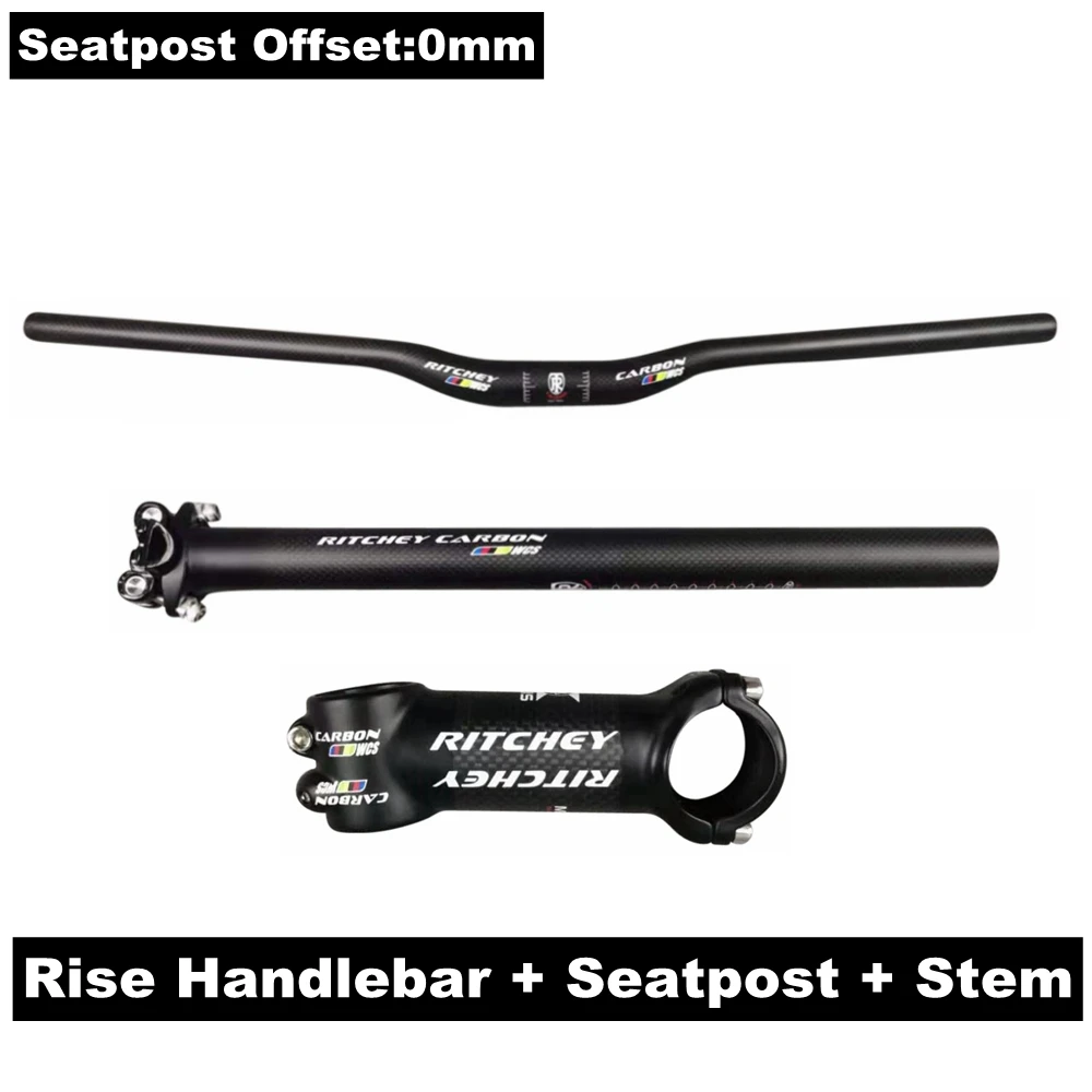 Rise Handlebar STES Матовые велосипедные комплекты для руля из углеродного волокна, горный велосипед, плоский/подъемный Руль+ подседельный штырь+ ствол+ руль, велосипедные детали Next - Цвет: Rise Handlebar STES