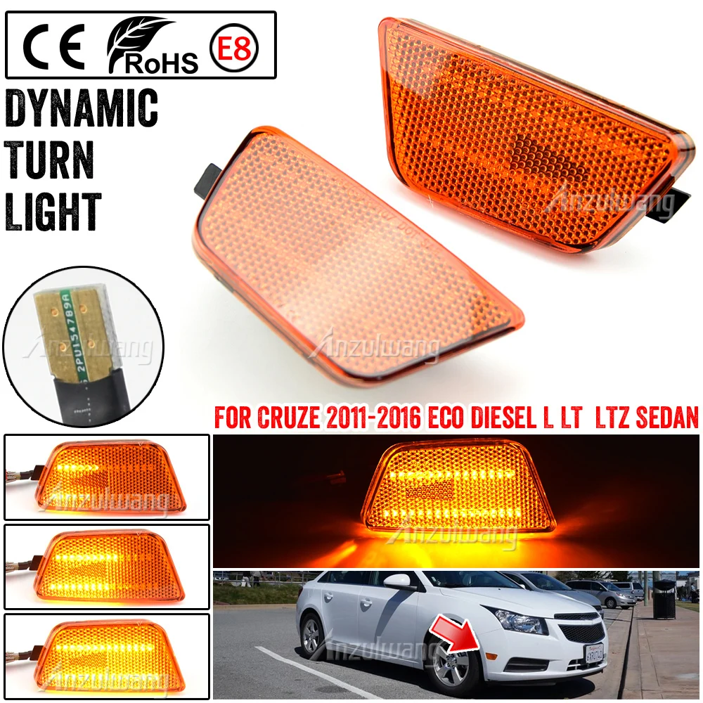 

Светодиодный поворотный сигнал, босветильник фонарь для Chevrolet Cruze Limited Diesel Eco L LS LT LTZ, динамический поворотный указатель, прокручивающая ламп...