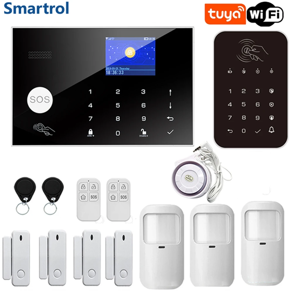 SMARTROL G30 WIFI GSM Home Security Alarm System RFID Burglar Remote Control Autodial Siren Sensor Kit Compatible Alexa & Google