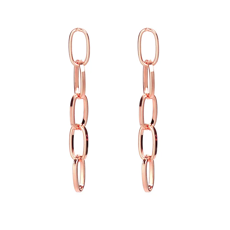 rose gold Новое поступление звено цепи Висячие серьги для женщин панк девушка раздавить Золото Серебро Цвет витые болтающиеся Brincos Горячие Модные Ювелирные изделия Подарки - Окраска металла: rose gold