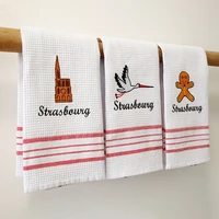 40x60cm cotton white waffle embroidered tea towel table napkin kitchen dishcloth cleaning tool xmas gift