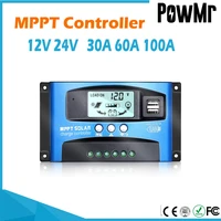 solar charge controller mppt 30a 60a 100a dual usb lcd display auto 12v 24v solar cell panel charger regulator with load