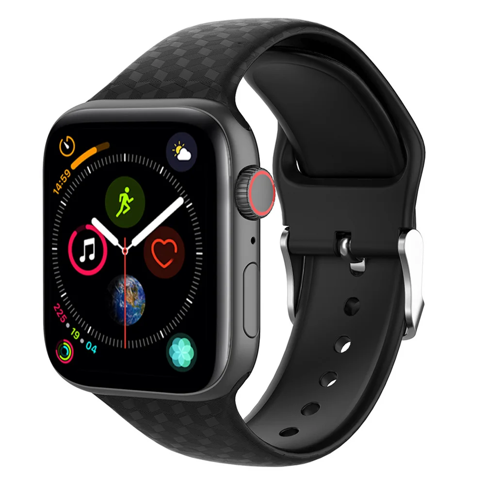 Ремешок силиконовый для Apple Watch 4 38 мм 40 42 44 спортивный мягкий браслет с 3d текстурой
