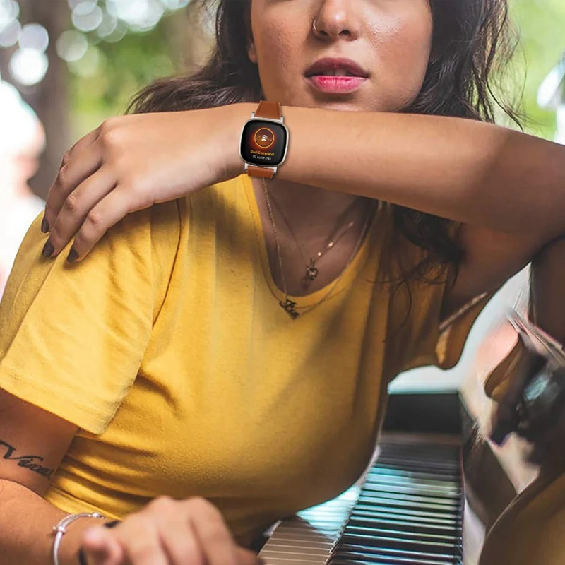 

Leather Wrist Strap for Fitbit Versa3/Sense Smart Watch Band Belt Replaceable Wristbands for Fitbit Sense
