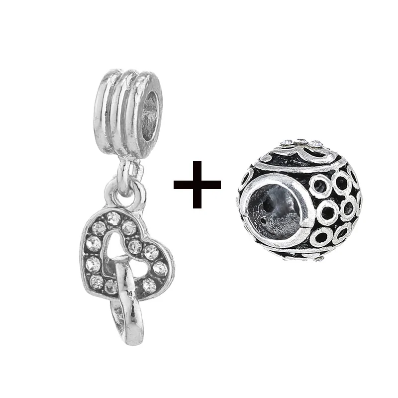 

Boosbiy 2pc Hot Sale Silver Plated Beads Shoes Heart Sunny Doll Crystal Pendant Charms for Women DIY Brand Charm Bracelets
