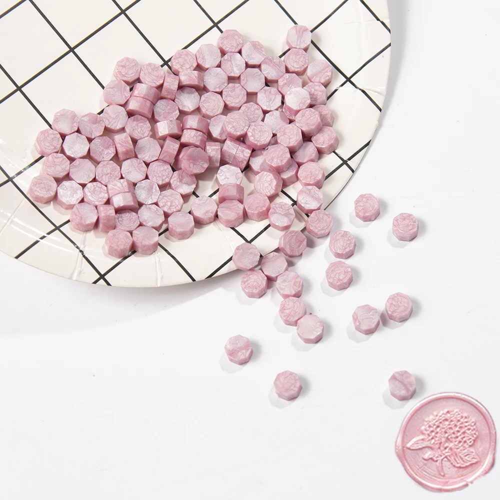 Pearl Pink 100 шт./лот, ретро штамповка, уплотнительный воск, красочные бусины, восковая печать, штемпели для конвертов, документов, свадеб, дней рождения, приглашений - Цвет: Pearl Pink