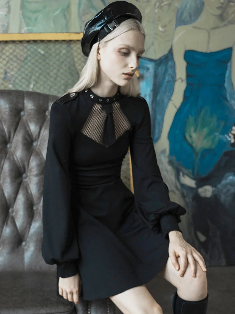 Панк рейв девушки Autume новое платье модное сексуальное трапециевидной формы |