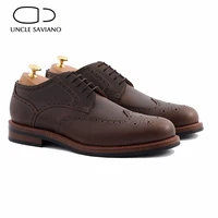 uncle saviano derby brogue style dress party formal shoes original business designer genuine leather best handmade shoes for man