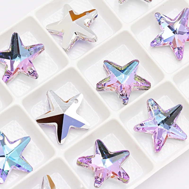 20 мм изящная пятиконечная звезда Подвеска Стразы с кристаллами голубая