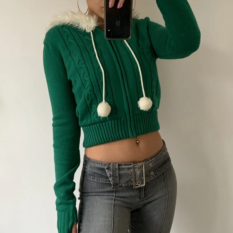 

festa moda zip up hoodiesoutono inverno de malha manga longa mulheres com capuz camisolas femininas casual clube