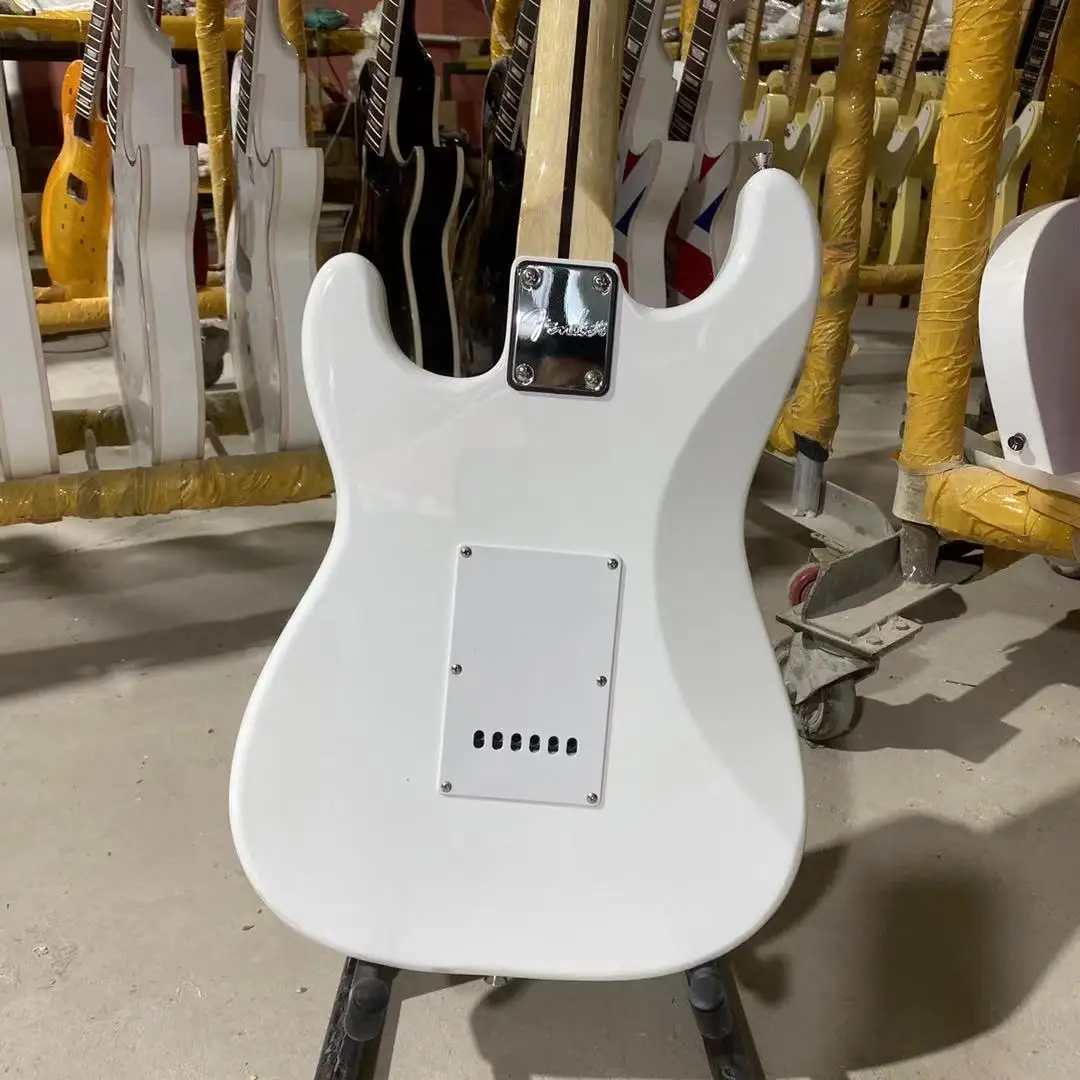

ST Electric Guitar Maple Fingerboard Silver Hardware White Color HSH Free Shipping High Quality Guitarar