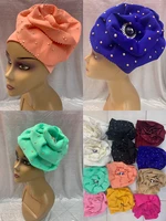 hot sale 12 pcs turban cap for women ready female head wraps african auto geles aso oke headtie already made head wear