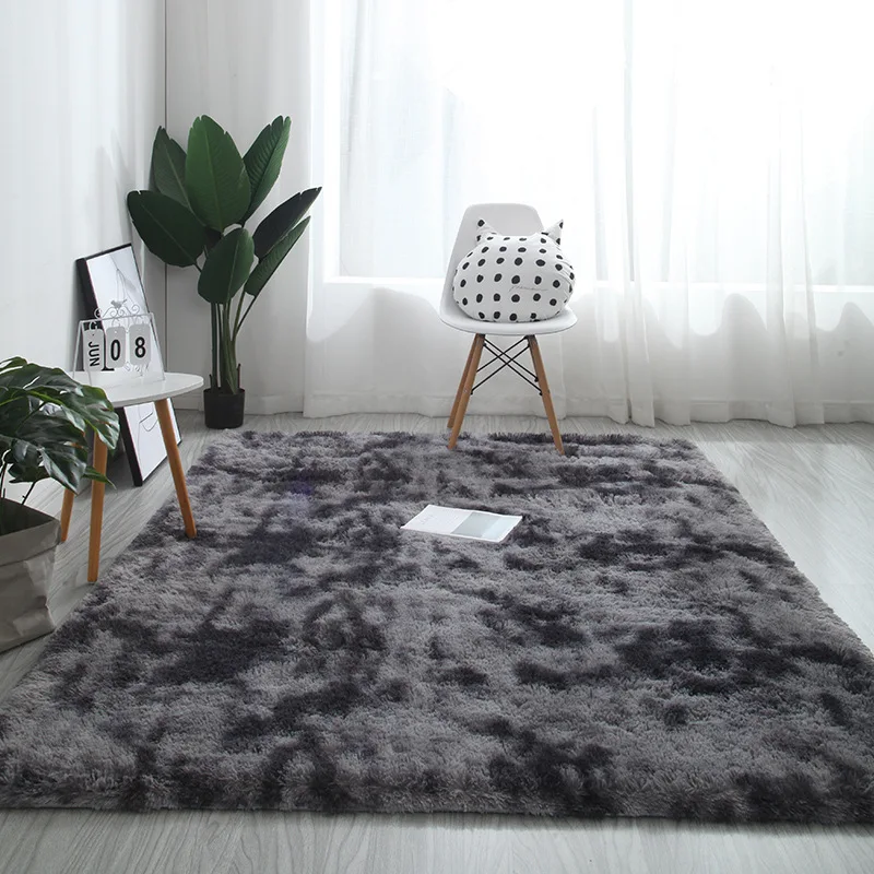 

Nordic INS carpet bedroom living room bay window rug tatami rectangular thick carpet gradient color tie-dyed rug crawling mat