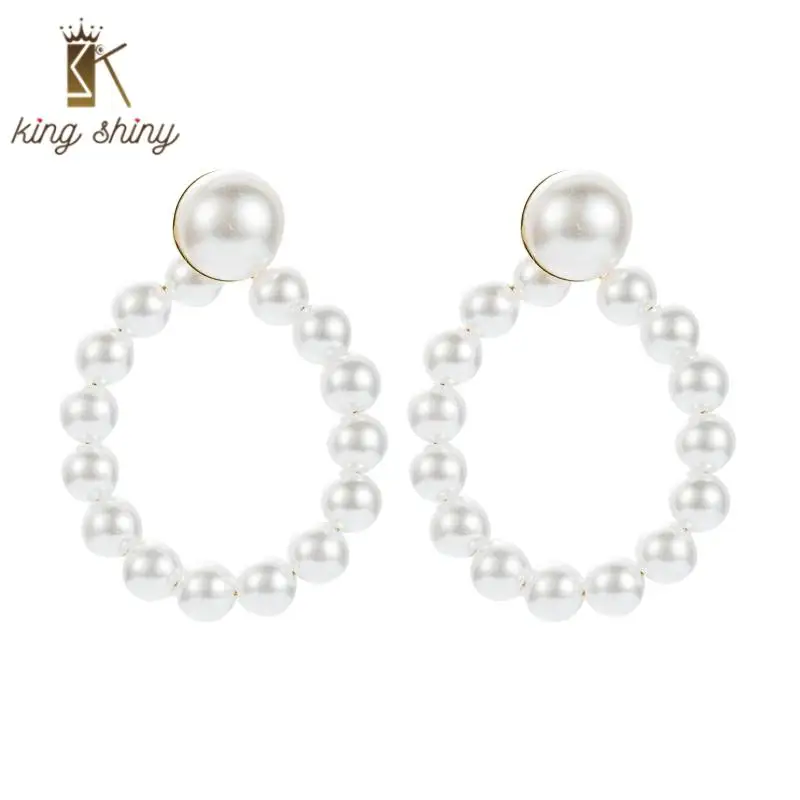 

Exaggerated Za Imitation Pearl Pendant Earrings for Woman Elegant Geometric Round Statement Dangle Earrings Girls Party Jewelry