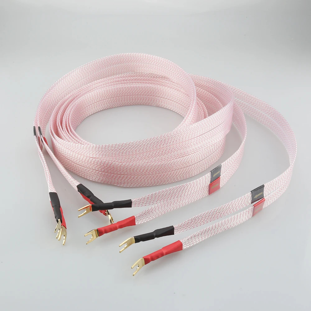 

High Quality Audiocrast FC02AG Silver Plated Speaker Cable HIFI Loudspeaker Cable Spade Plug Left Right Chanel