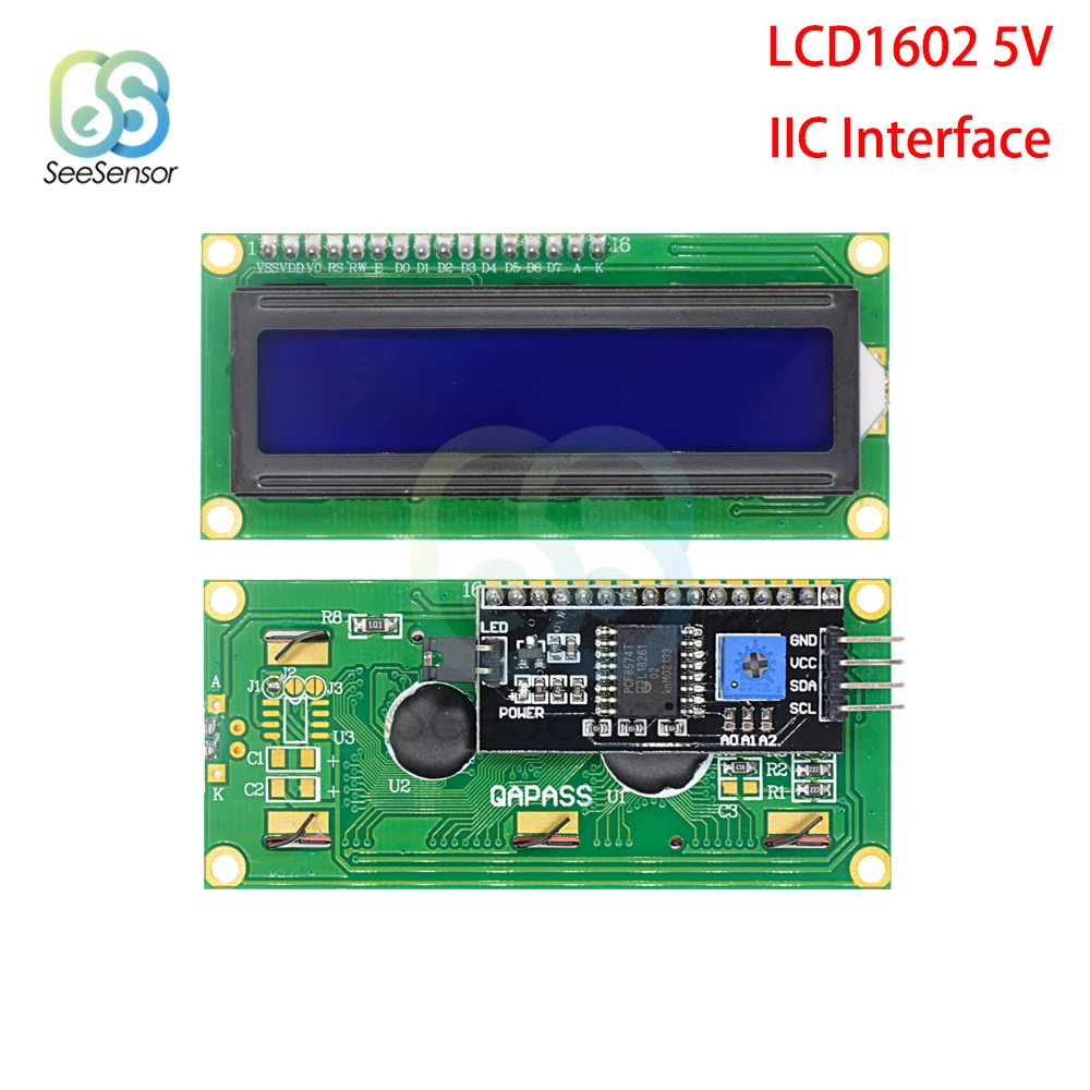 1 шт. модуль ЖК дисплея 1602 с зеленым/синим экраном 16x2 символа 3 В 5 для arduino|Детали и