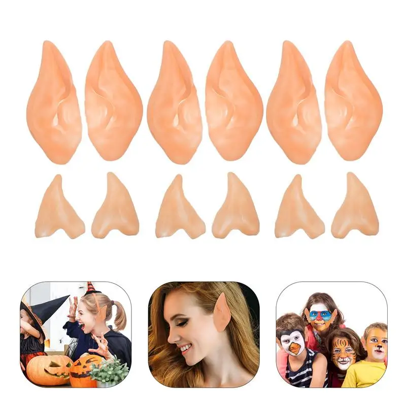 

6 Pairs Halloween Costume Props Practical Fake Elf Ears (Complexion)